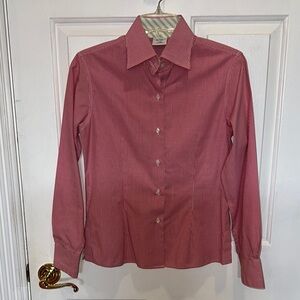 Brooks Brothers Women's Red Micro-Check Button-Up Shirt